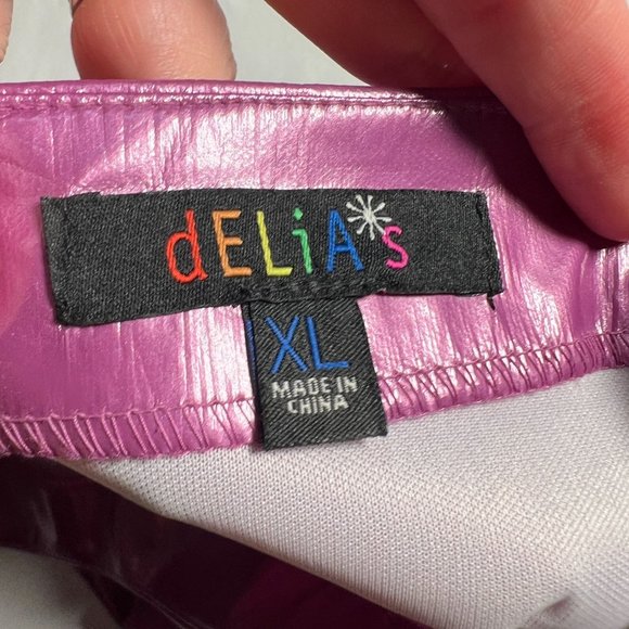 dELiA's by Dolls Kill Rainbow Magic Mini Skirt PVC Purple Polyurethane Pride XL - Picture 7 of 16